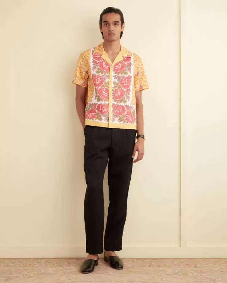 New BODE Blooming Border Short Sleeve Shirt Yellow