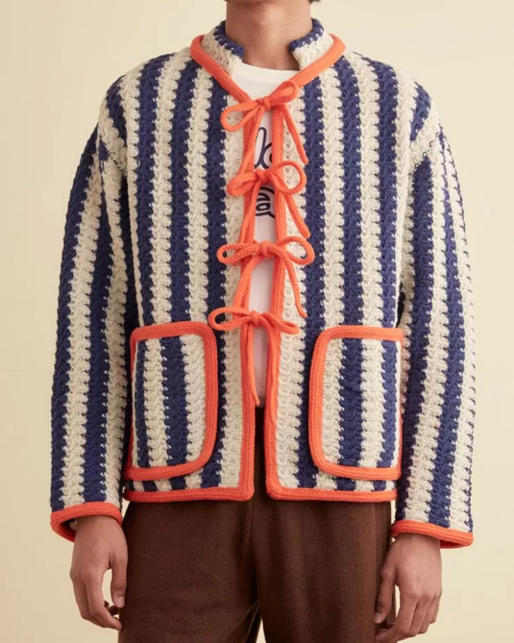 Online BODE Bold Stripe Cardigan - Blue/Cream