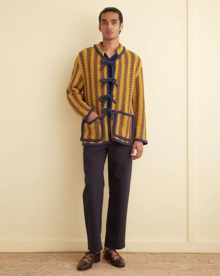 Hot BODE Bold Stripe Cardigan - Brown/Gold