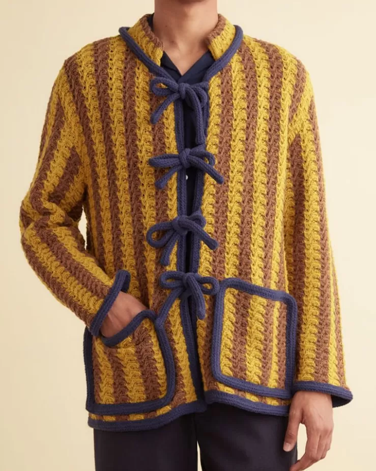 Hot BODE Bold Stripe Cardigan - Brown/Gold