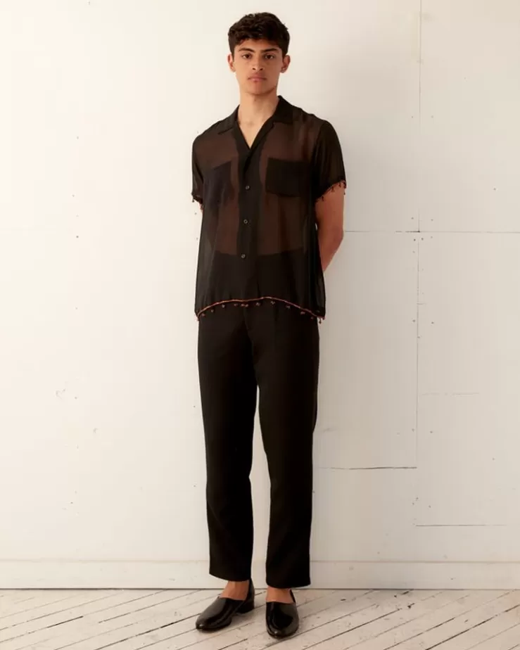 Flash Sale BODE Bugle Bead Trim Short Sleeve Shirt