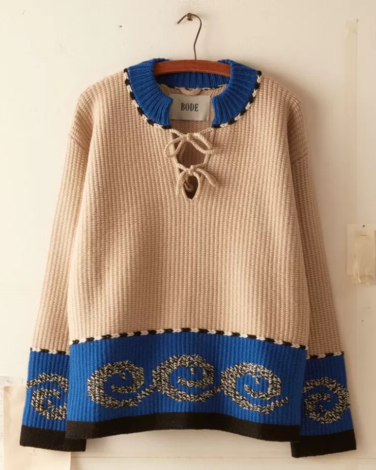 Flash Sale BODE Cape Cod Cross Stitch Pullover - Tan