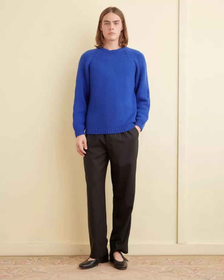 Shop BODE Cashmere Crewneck Lapis