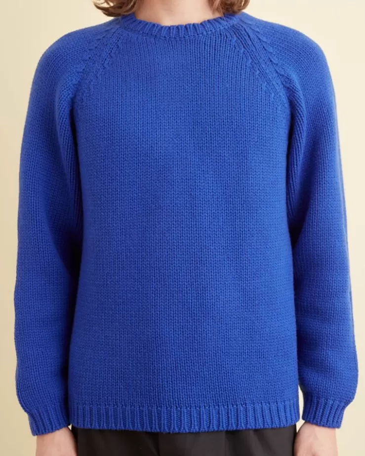 Shop BODE Cashmere Crewneck Lapis