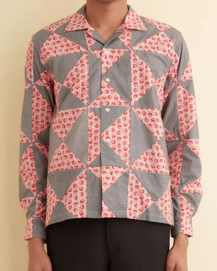 Outlet BODE Deco Puzzle Patchwork Long Sleeve Shirt