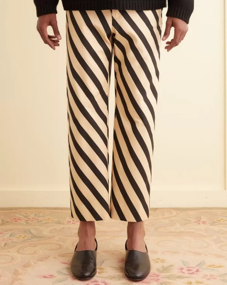Flash Sale BODE Domino Stripe Trousers Ecru/Black