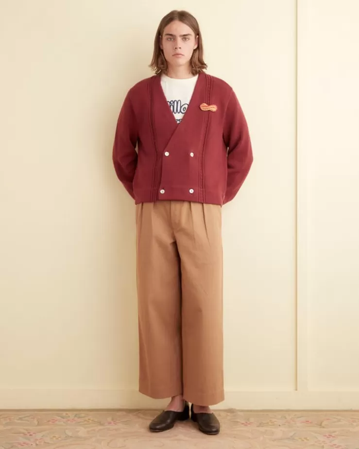 Clearance BODE Double-Breasted Cardigan Maroon