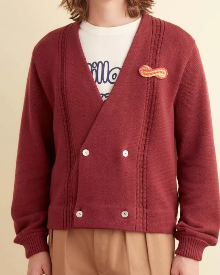 Clearance BODE Double-Breasted Cardigan Maroon