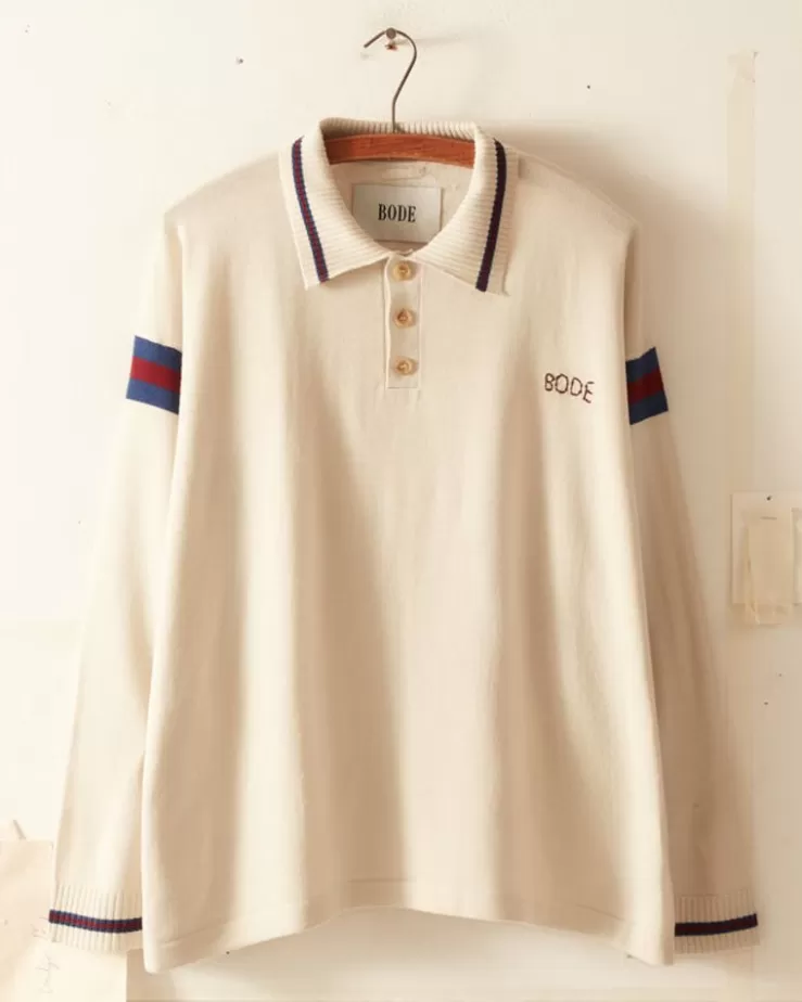 New BODE Duotone Stripe Cycling Polo - Ecru