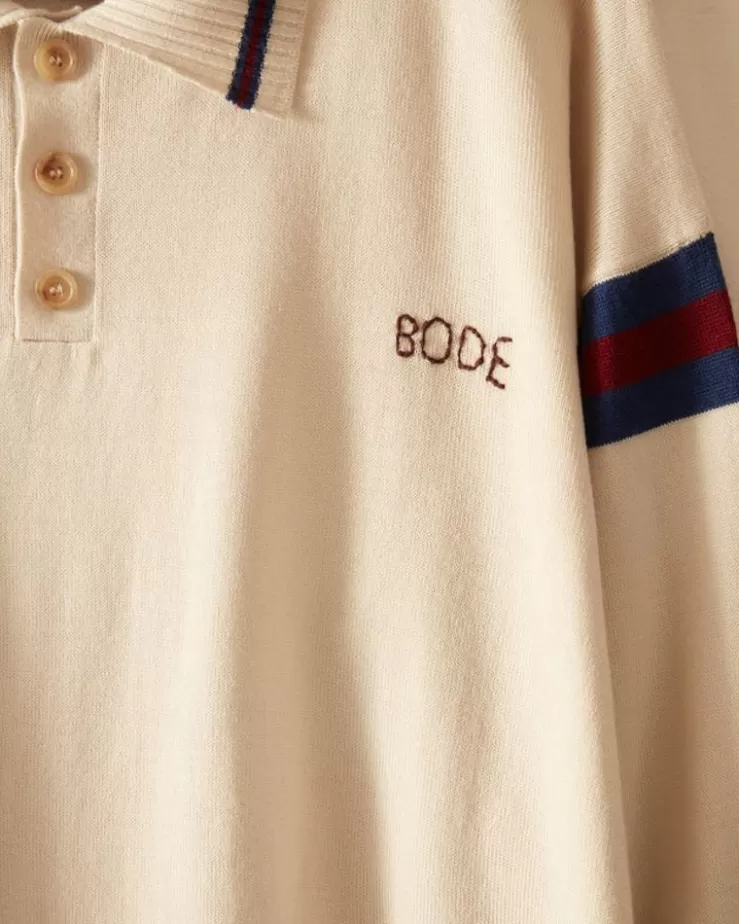 New BODE Duotone Stripe Cycling Polo - Ecru