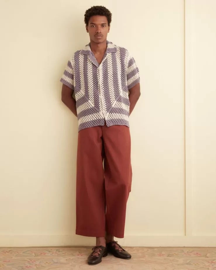 Fashion BODE Flagship Crochet Shirt - Lavender