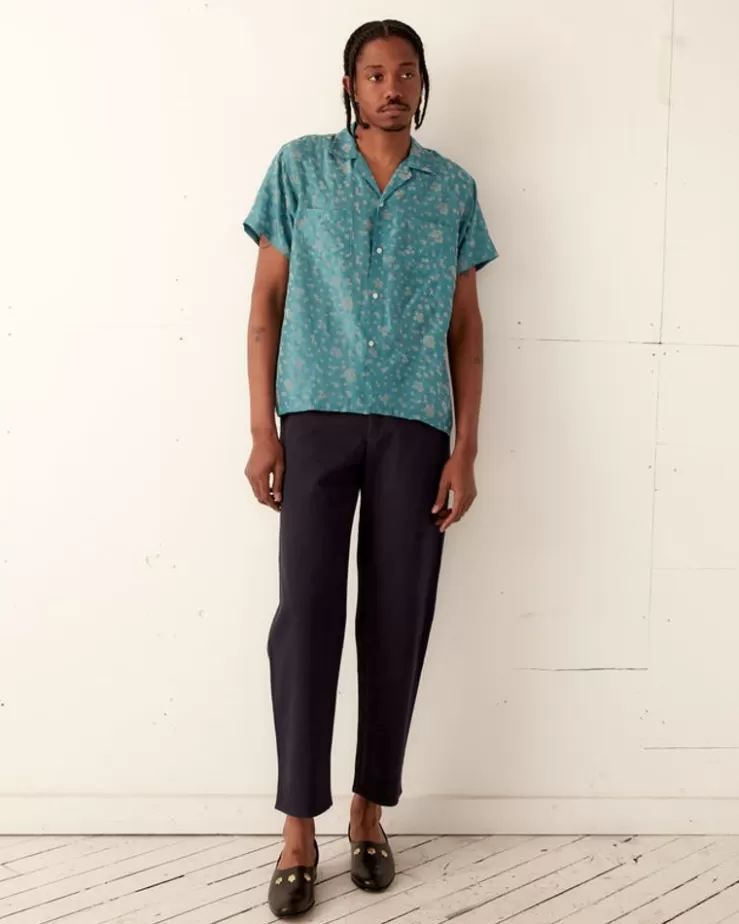 Outlet BODE Floral Flocked Short Sleeve Shirt