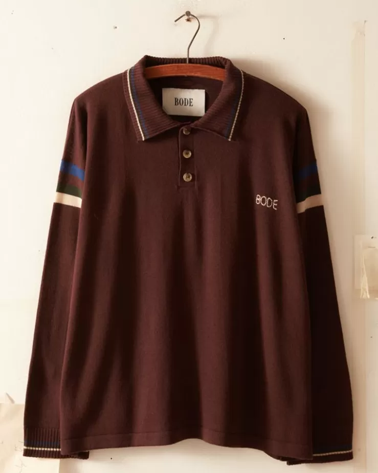 Sale BODE Four Stripe Cycling Polo - Brown