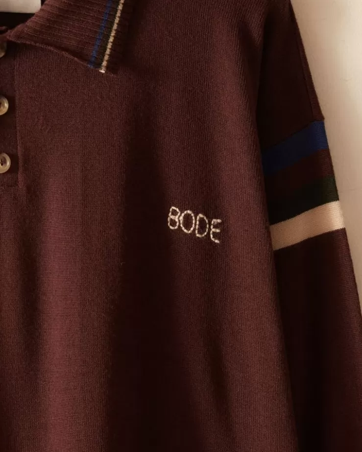 Sale BODE Four Stripe Cycling Polo - Brown
