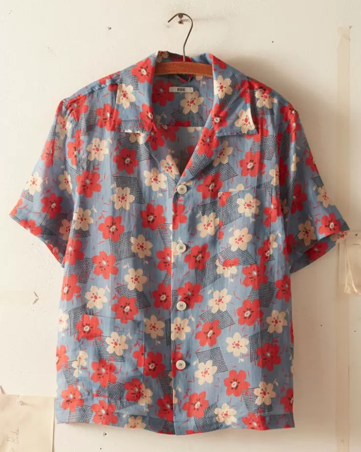 Online BODE Geo Poppy Short Sleeve Shirt Blue