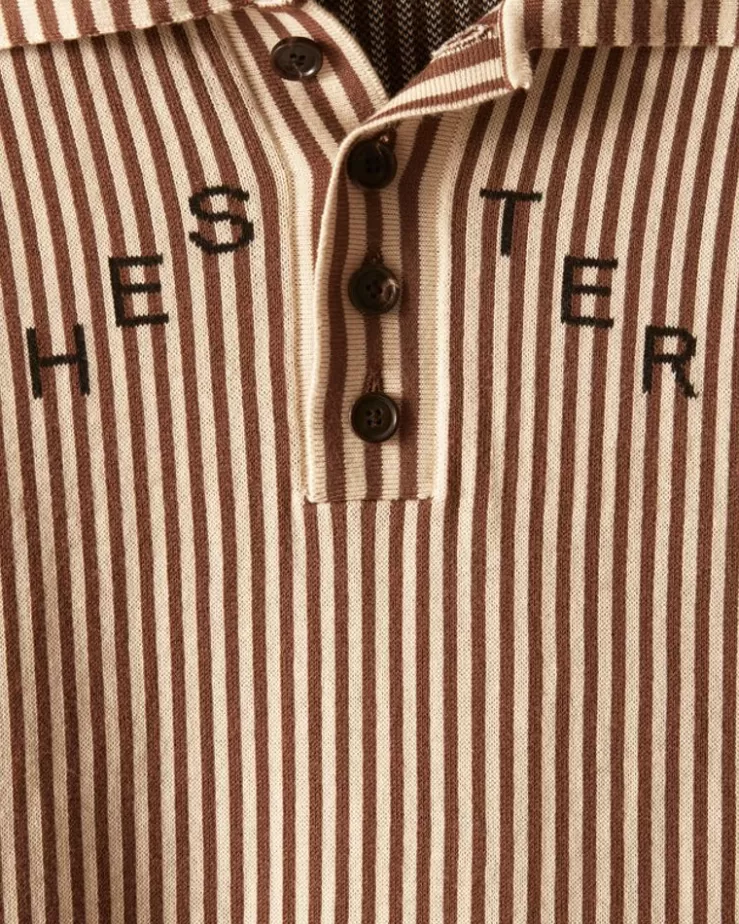 Sale BODE Hester Street Polo - Brown/Cream