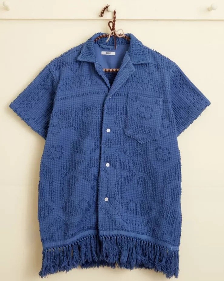 New BODE Highbush Berry Short Sleeve Shirt Blue