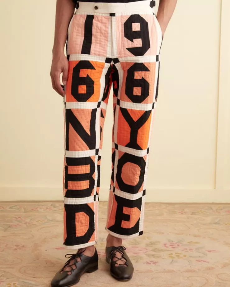 Shop BODE Letter Block Quilt Trousers Orange
