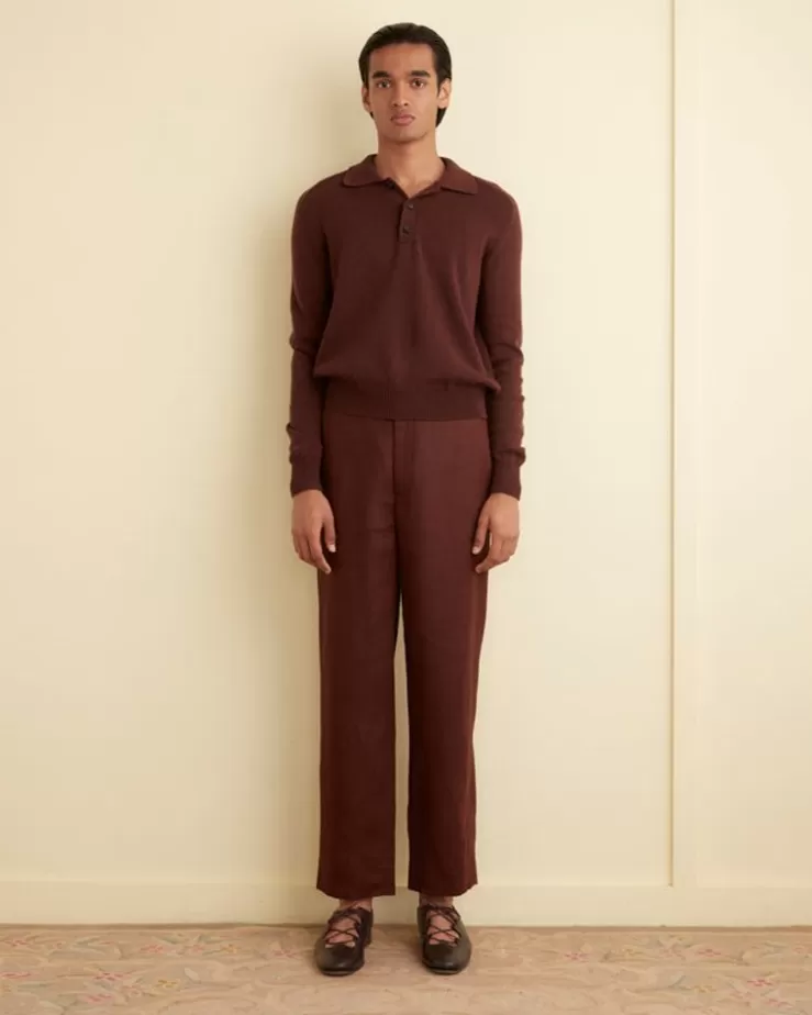 Sale BODE Linen Suiting Trousers - Chocolate