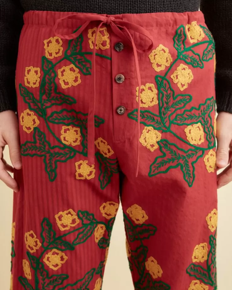 Flash Sale BODE Marigold Wreath Pajama Pants Maroon