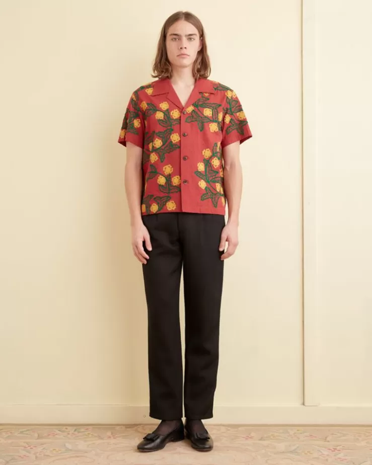 Online BODE Marigold Wreath Short Sleeve Shirt Maroon