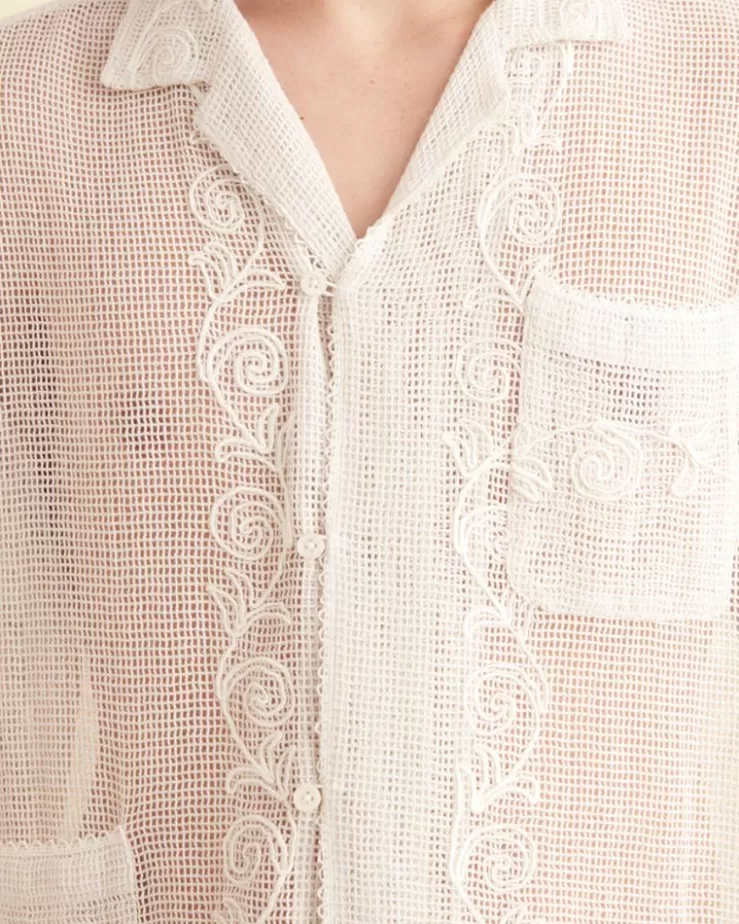 Hot BODE Mesh Filigree Short Sleeve Shirt
