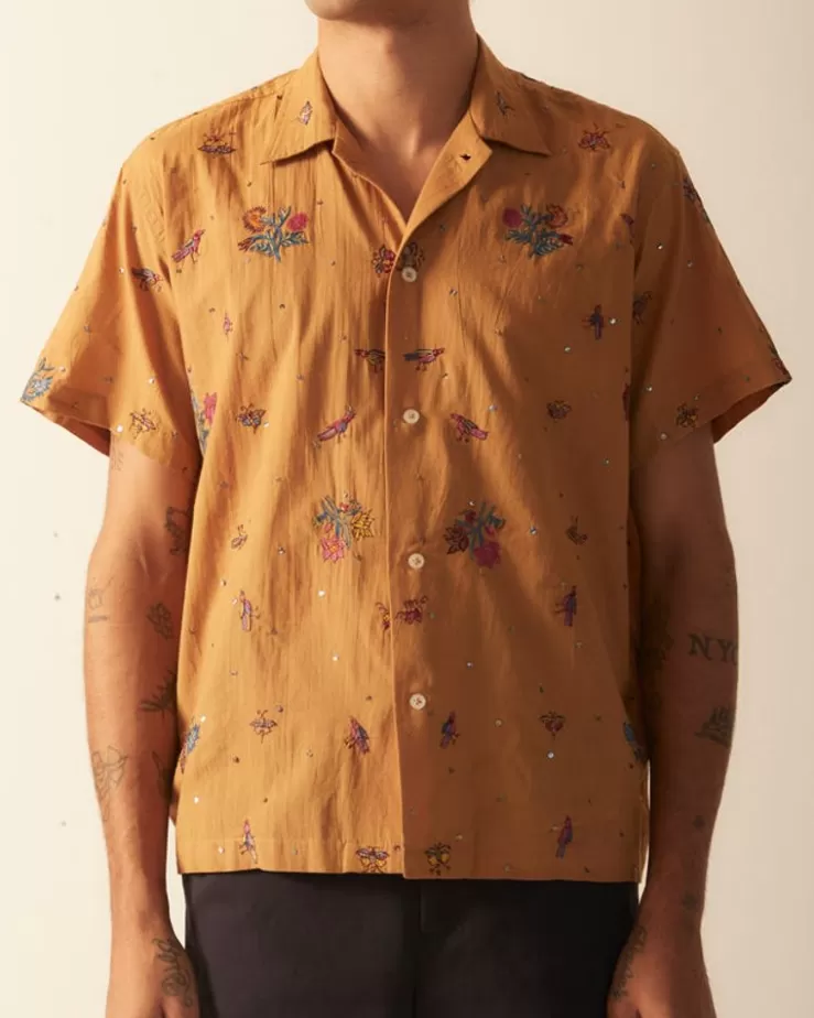 Fashion BODE Micro Bird Short Sleeve Shirt