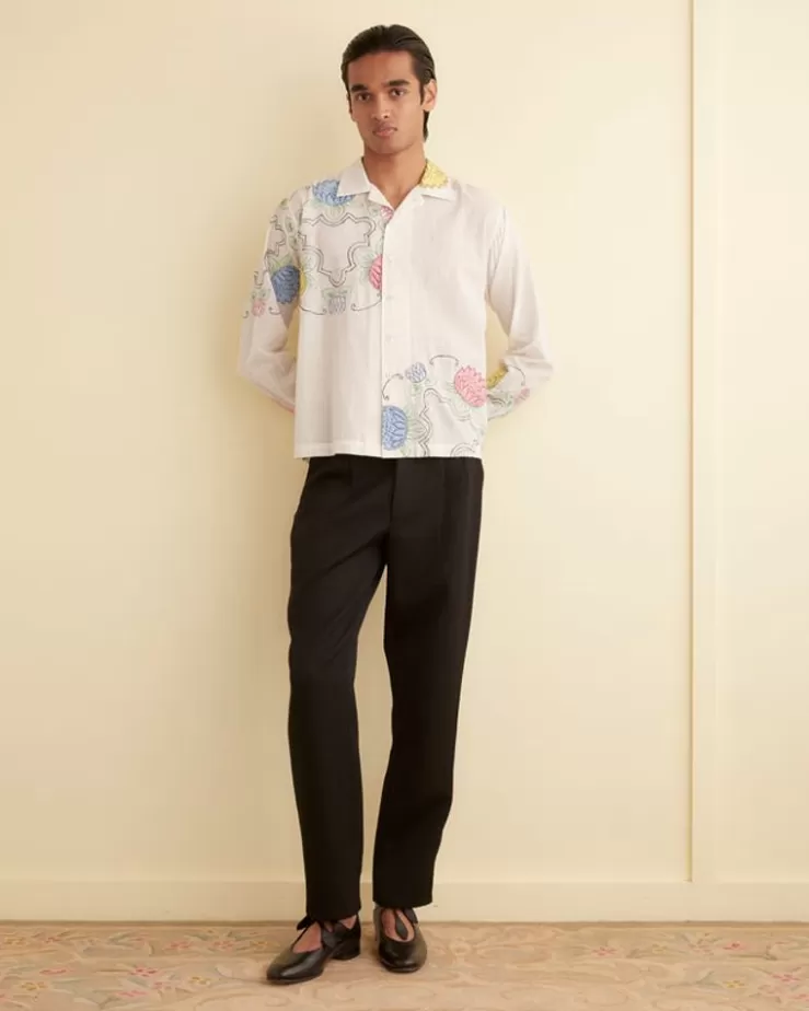 New BODE Patchwork Lotus Long Sleeve Shirt Multi