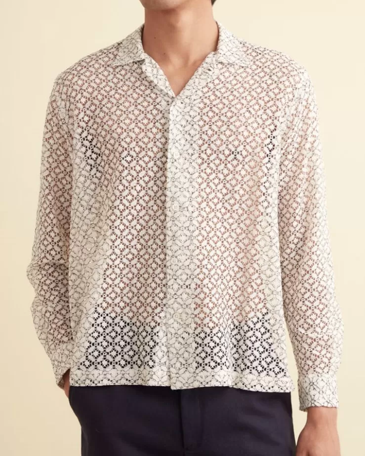 Discount BODE Petal Lace Long Sleeve Shirt