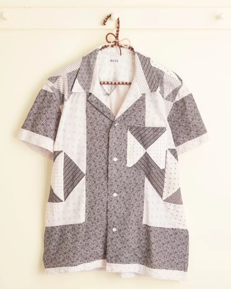 New BODE Silver Brunia Short Sleeve Shirt - M Multi