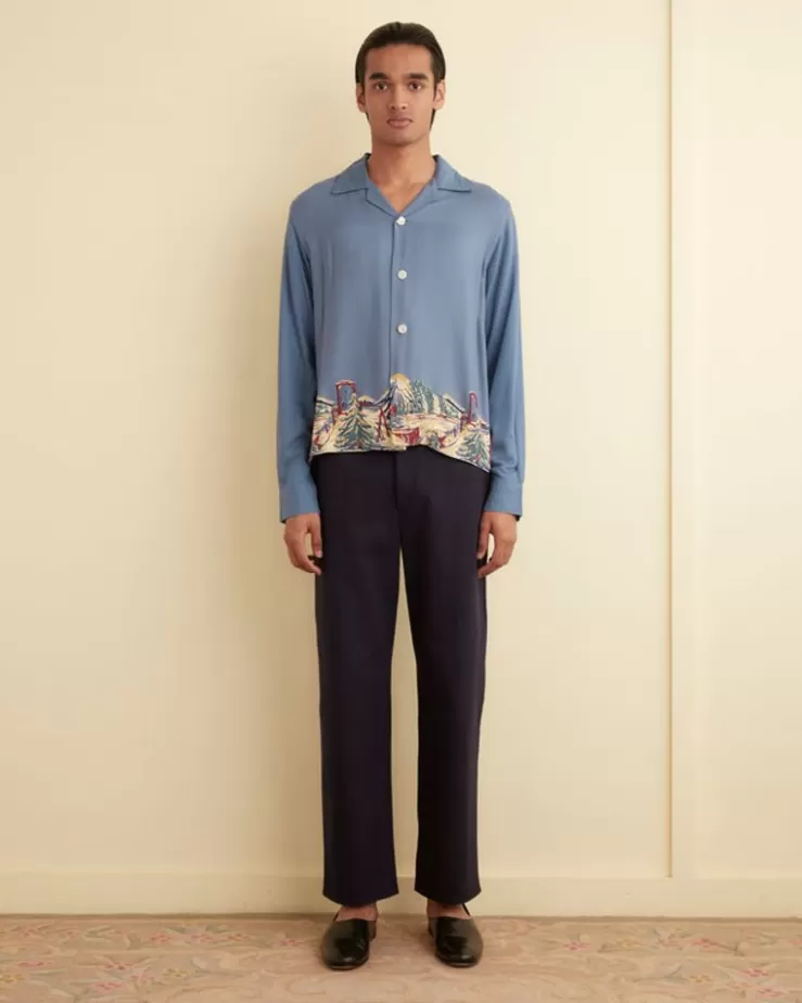 Flash Sale BODE Ski Lift Long Sleeve Shirt Blue
