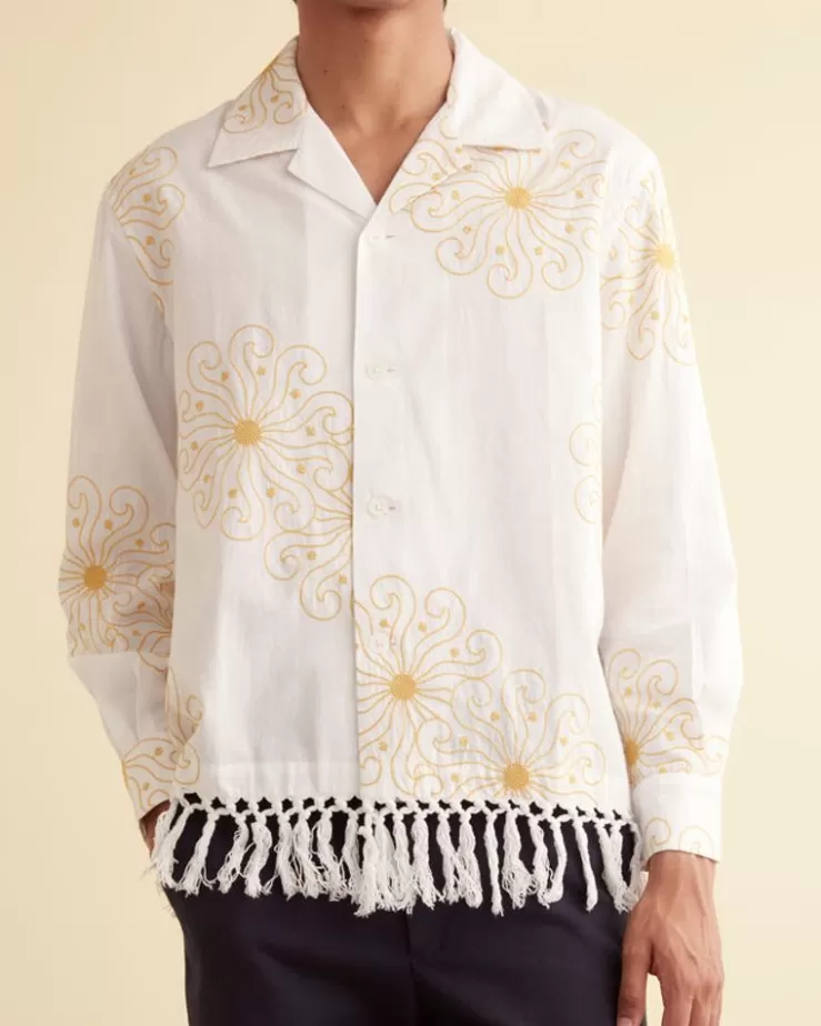 Fashion BODE Soleil Fringe Long Sleeve Shirt