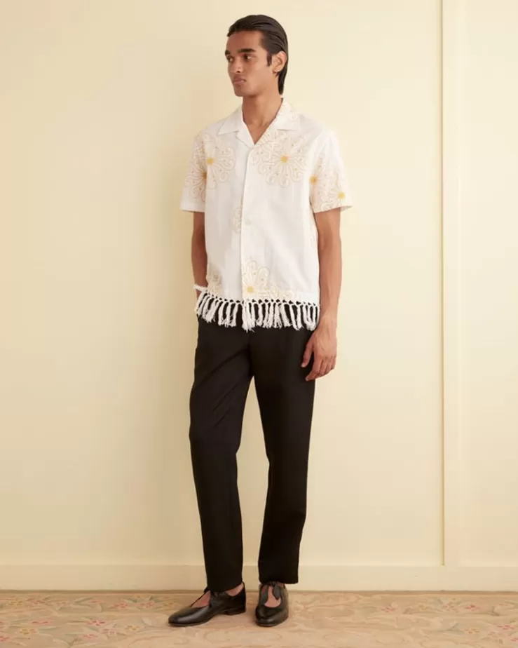 Fashion BODE Soleil Fringe Short Sleeve Shirt
