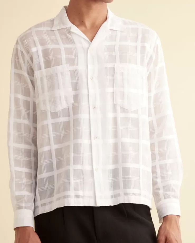 Fashion BODE Tonal Plaid Long Sleeve Shirt