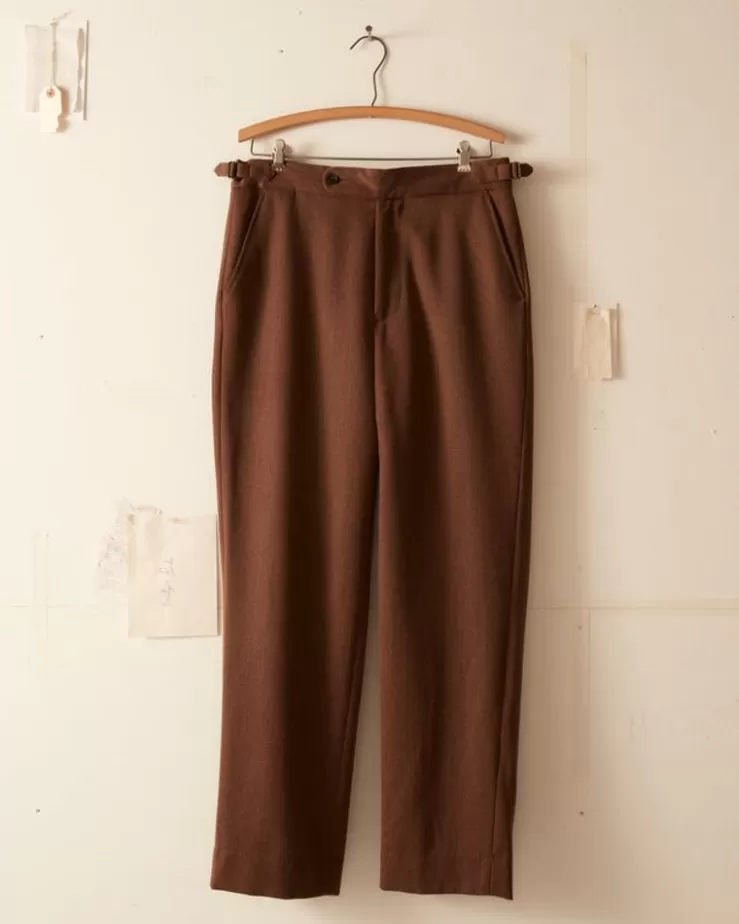 New BODE Twill Side Buckle Trousers - Brown