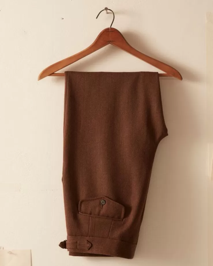 New BODE Twill Side Buckle Trousers - Brown