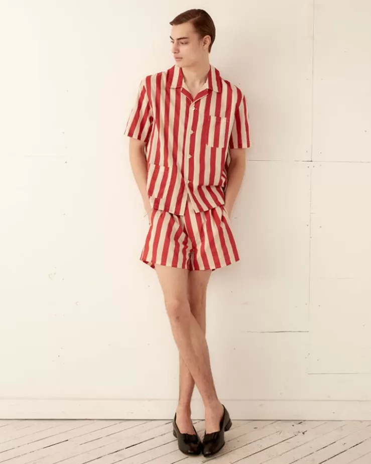 Clearance BODE Valance Stripe Short Sleeve Shirt