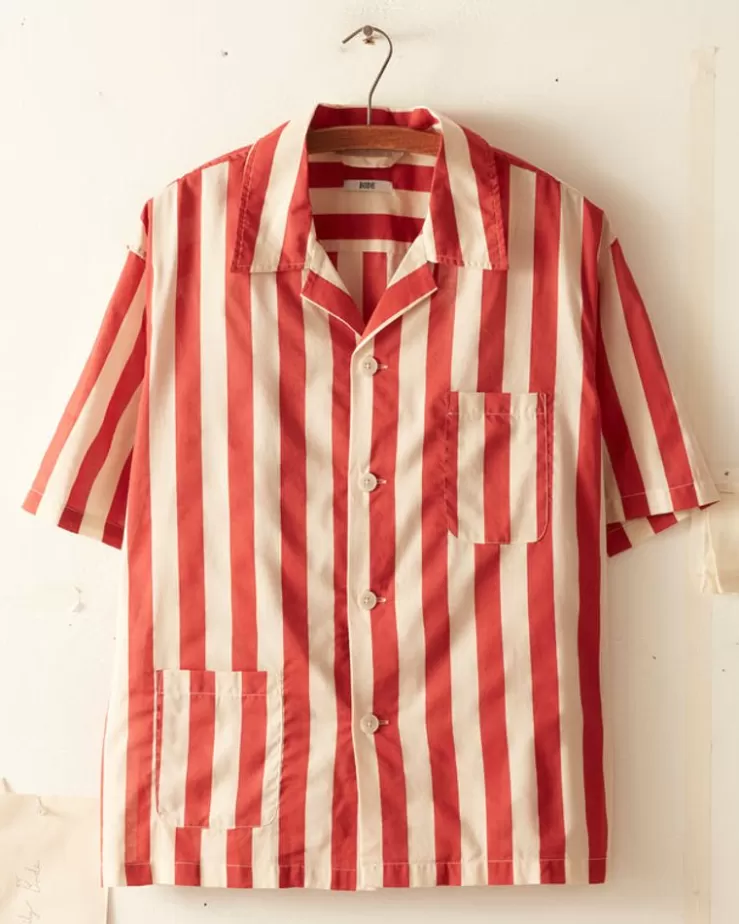 Clearance BODE Valance Stripe Short Sleeve Shirt
