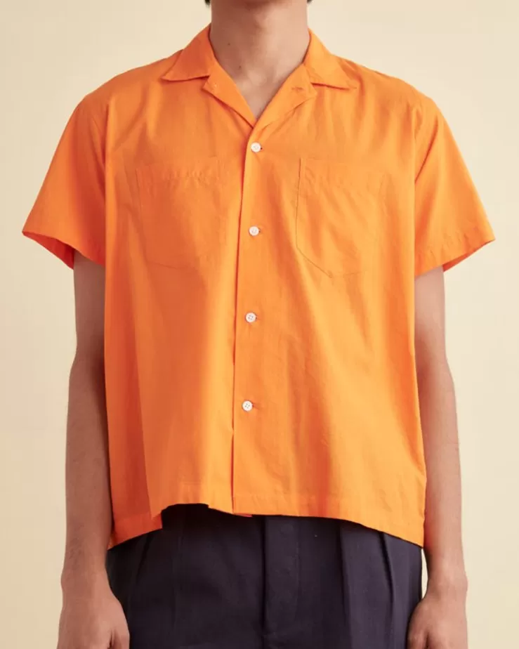 Cheap BODE Voile Double-Pocket Short Sleeve Shirt - Orange