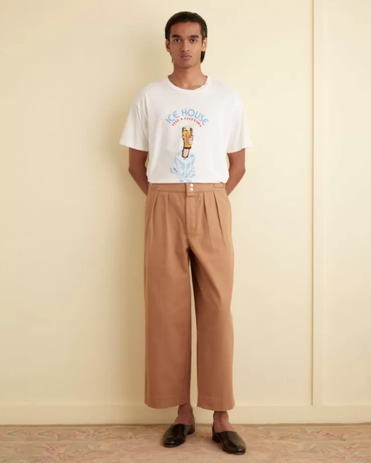 Cheap BODE Wide Leg Snap Trousers Taupe