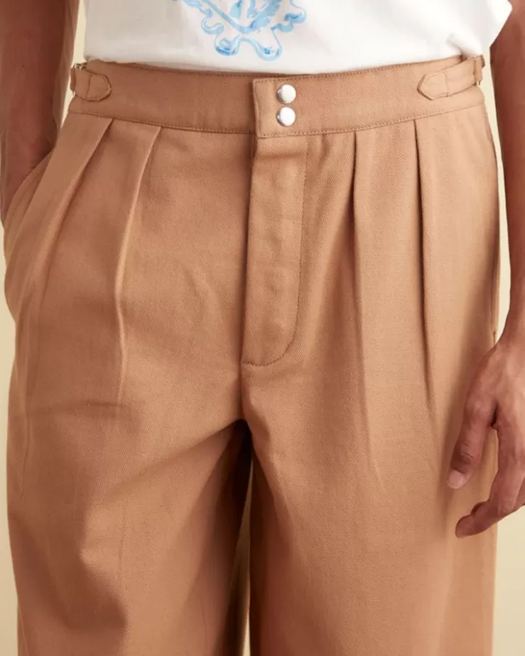 Cheap BODE Wide Leg Snap Trousers Taupe